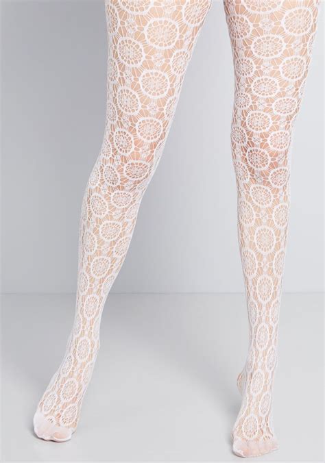 Sheer Me Out Tights In Blanc ModCloth Tights Wardrobe Makeover Lace Socks