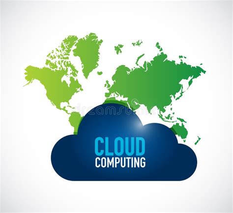 Cloud Computing World Map Illustration Stock Illustration