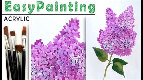 How To Paint A Purple Lilac Flower With Acrylic Art Lesson Artwork