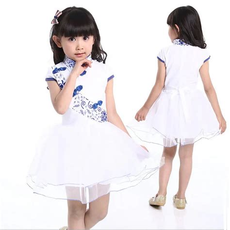 Girls Summer Dress Chinese Style Chiffon Dresses Vestidos Kids Toto