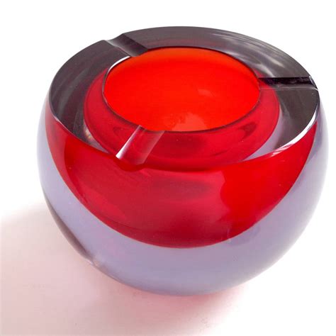Cenedese Murano Red Purple Alexandrite Italian Art Glass Ashtray Lighter Set At 1stdibs