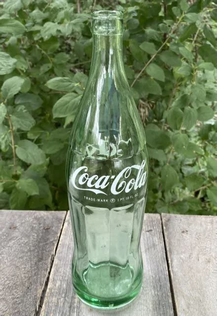 Vintage Coca Cola Coke 10 Oz Green Glass Empty Bottle Over 11 Inch