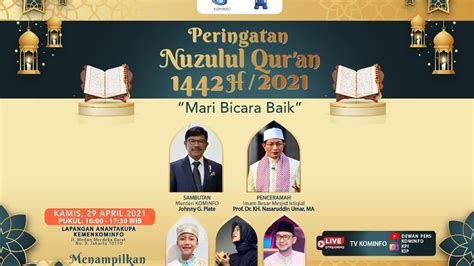 Live Event Peringatan Nuzulul Quran 1442h 2021 Youtube