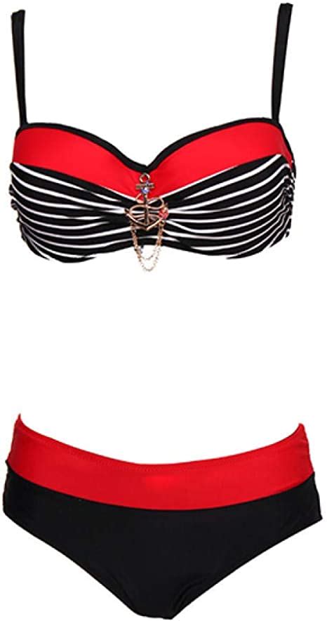 Sexy Striped Band Plus The Format Of The Womens Swimsuit Bikini Metal