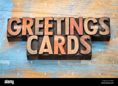 Greetings Cards Word Abstract In Vintage Letterpress Wood Type Blocks