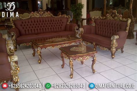 1 Set Kursi Sofa Tamu Ukir Jati Jepara Mewah Klasik Terbaru Df 0363