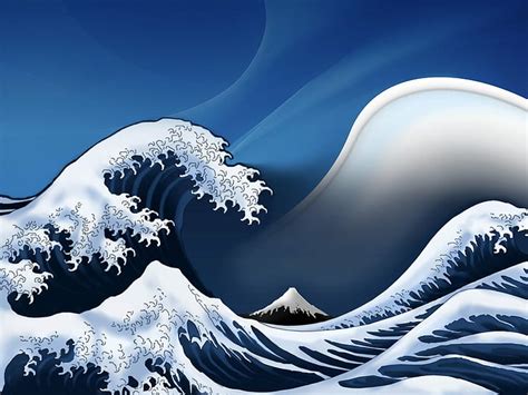 Hd Wallpaper The Great Wave Off Kanagawa Waves Koi Fish Digital