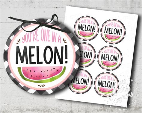 Youre One In A Melon Printable Watercolor Watermelon Etsy Watermelon