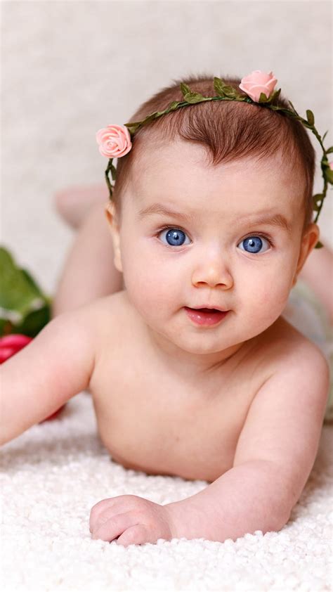 1080p Free Download Cute Baby Rose Flowers Adorable Blue Eyes