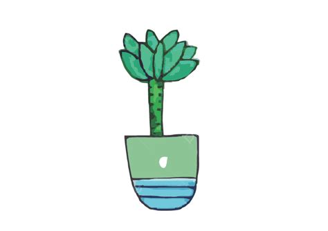 Succulent Pot Clipart Vector Vector Cartoon Succulent Plant Potted