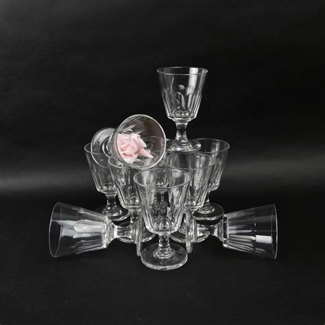 Set Of 10 Heavy Crystal Wine Glasses