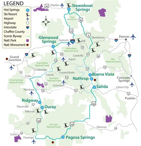 Colorado Historic Hot Springs Loop Map Travel Route