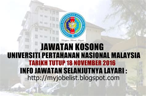Jawatan kosong kementerian kesihatan malaysia kkm terkini. Jawatan Kosong di Universiti Pertahanan Nasional Malaysia ...