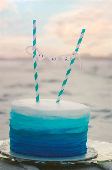 Tell us which color combo you would like. Blue and turquoise ombre smash cake. | 1st birthday cake ...