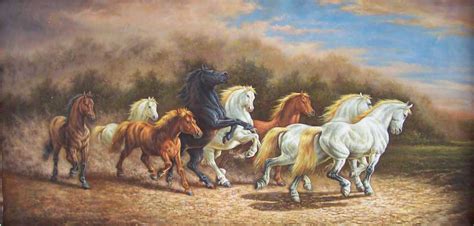 High Quality Eight Horses Oil Painting Photo Detailed