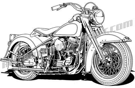 Harley Davidson Vintage Vector Clip Art Motorcycle Illustration