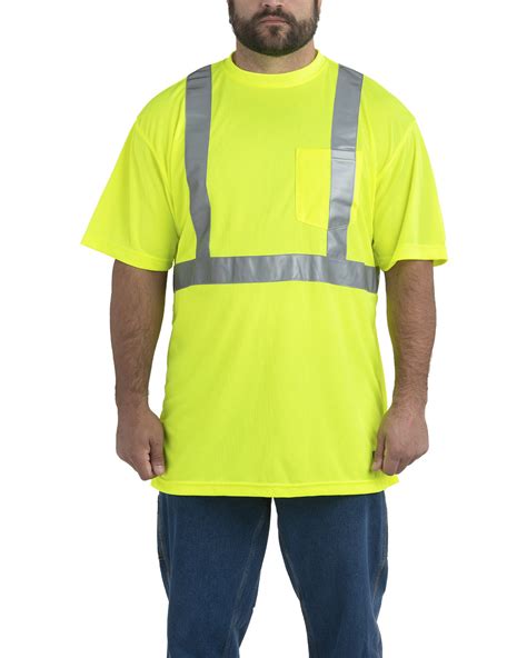 Berne Mens Hi Vis Class 2 Performance Pocket T Shirt Alphabroder