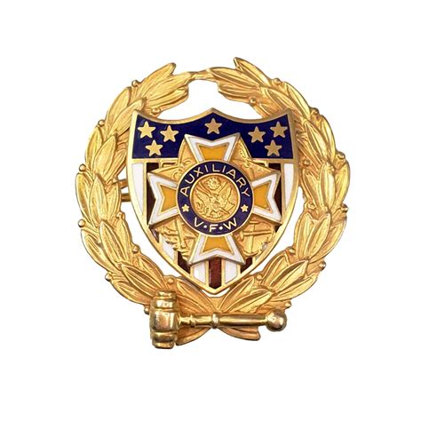 Vintage Vfw Auxiliary Presidents Pin In 10k Gold And Enamel 1516