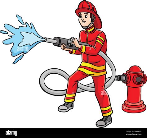 Firefighter Cartoon Colored Clipart Illustration Stock Vector Image