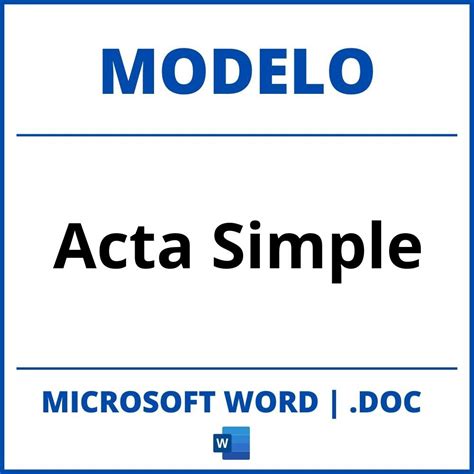 Modelo De Acta Simple En Word