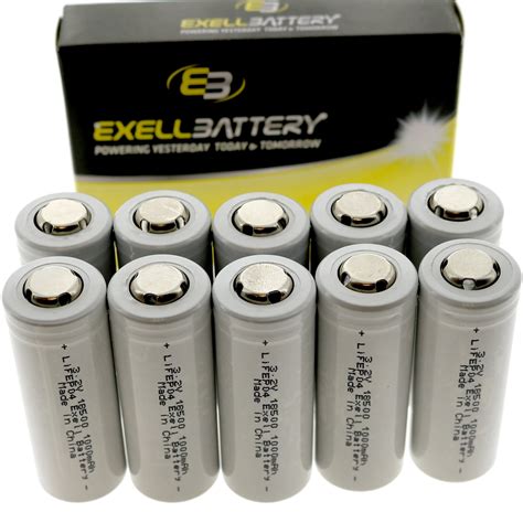 10pc 3.2V 1000mAh LiFePO4 Size 18500 (18 x 46.9mm) Rechargeable Solar