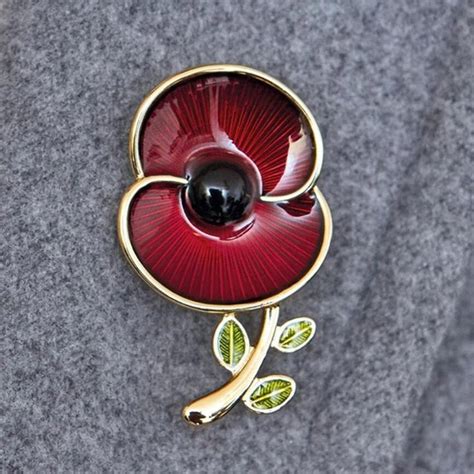 poppy brooches remembrance sunday red flower rhinestone badges banquet enamel poppy lapel pin
