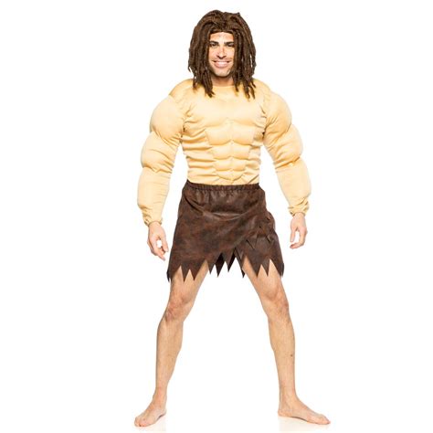 Men Mens Jungle Man Tarzan Padded Muscle Chest Wig Loincloth Adult Halloween Costume Clothing