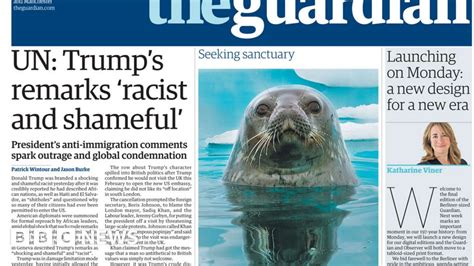 Newspaper Headlines Trumps Racist Remarks And Invite Snub Bbc News