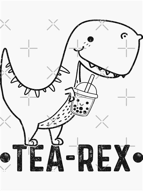 Tea Rex Cute Dinosaur Drinking Kawaii Boba Bubble Tea Sticker For