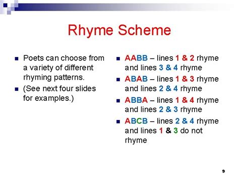 Rhyme Scheme N N Poets Can Choose From A Variety Of Different Rhyming