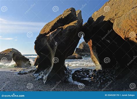 Rock Formations On Monro Beach New Zealand Stock Photo Image Of Coast