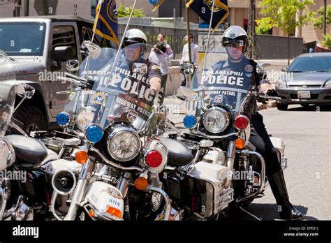 Philadelphia Motorcycle Police Officers Usa Stock Photo Alamy