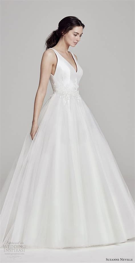 suzanne neville bridal 2019 sleeveless v neck embellished waist ball gown wedding dress ines