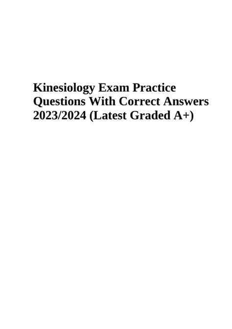 Kinesiology Final Exam Practice Questions With Correct Verified Answers