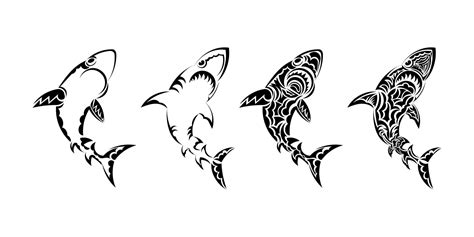 Polynesian Style Shark Tattoo Set Vector Illustration 6764414 Vector