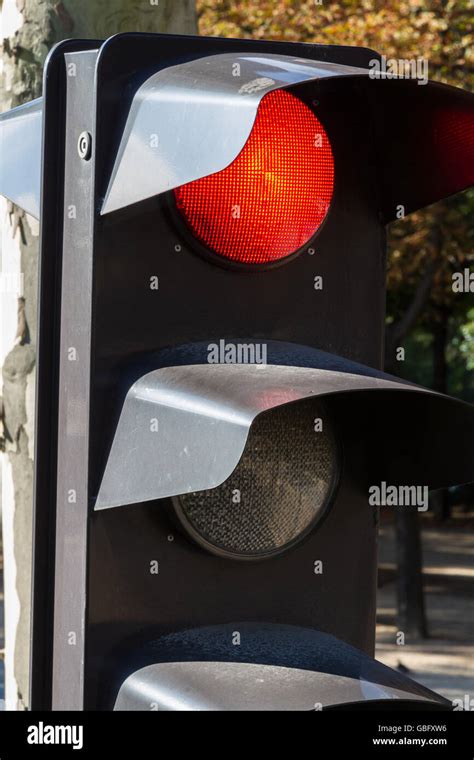 Paris France Traffic Light With Red Light Stock Photo Alamy