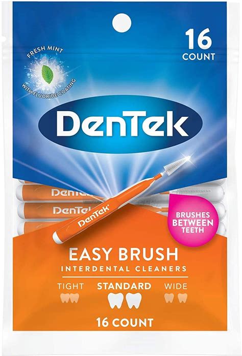 Dentek Easy Brush Interdental Cleaners Mint 16 Ea Pack Of 4