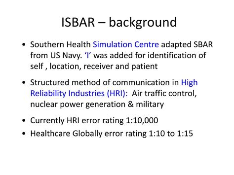 Ppt Isbar For Clear Communication A Standardised Structured