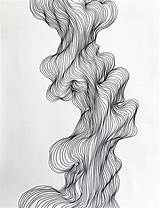 Abstract line art, black and white modern drawing, organic ...
