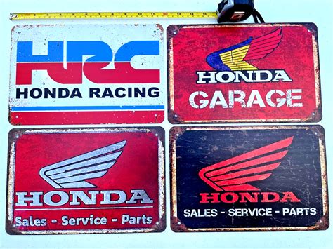 Honda Garage Tin Sign Honda Logo Retro Vintage Wings Metal Art Office