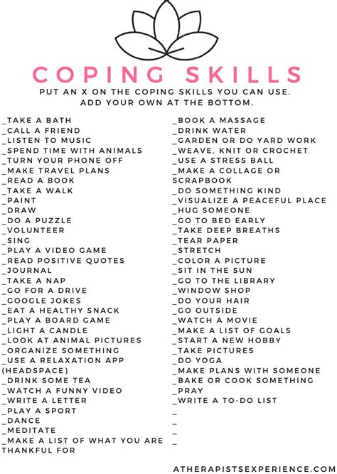 List Of Coping Skills Coping Skills Mental And Emotional Health Skills