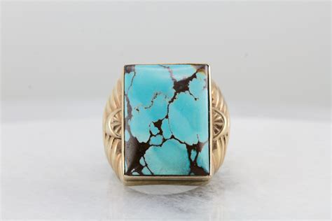 Victorian to Art Deco Large American Turquoise Ring | Turquoise ring, Turquoise, American turquoise