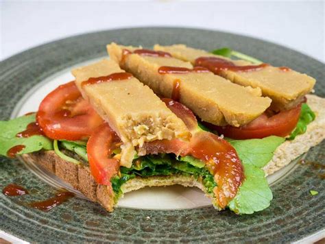 It's cooked with water, salt, lemon zest, olive oil and turmeric until very thick and then left to set overnight. Chickpea flour tofu - perfect for sandwiches ...