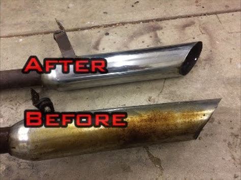 Wanting to clean your motorcycle exhaust headers with harpic because you saw one of those awesome videos where the headers look like new in 5 minutes? Remove Rust from Chrome | Cleaning Chrome - YouTube