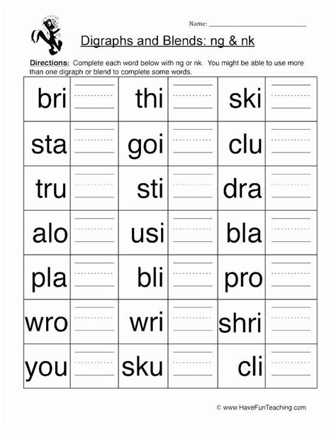 2nd Grade Consonant Digraph Worksheets Worksheet Resume Examples R