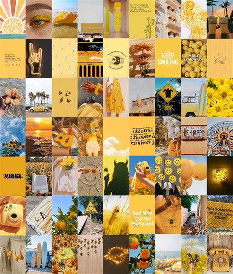 Sunshine Wall Collage Kit Yellow Aesthetic Photos Vsco Etsy