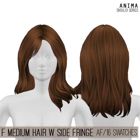 Female Medium Hair With Side Fringe For The Sims 4 By Anima Spring4sims