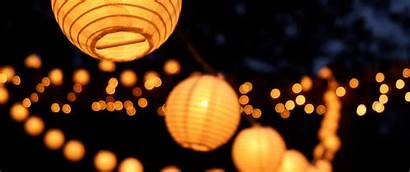 Lantern Chinese Bokeh Yellow Lights Flower Night