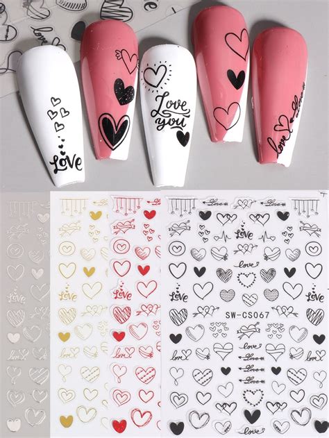 Multicolor Collar Papel Corazón Pegatinas con Diseños Embellished