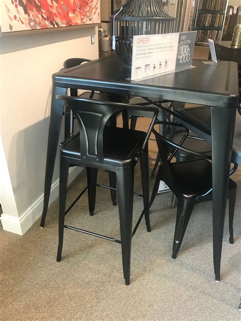 For an attractive alternative to the traditional wood or steel dining set, we present wrought iron kitchen sets for dining. Tall Metal Table and 2 chair set from Haverty's perfect ...